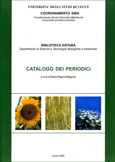 Catalogo dei Periodici DISTEBA - Cover